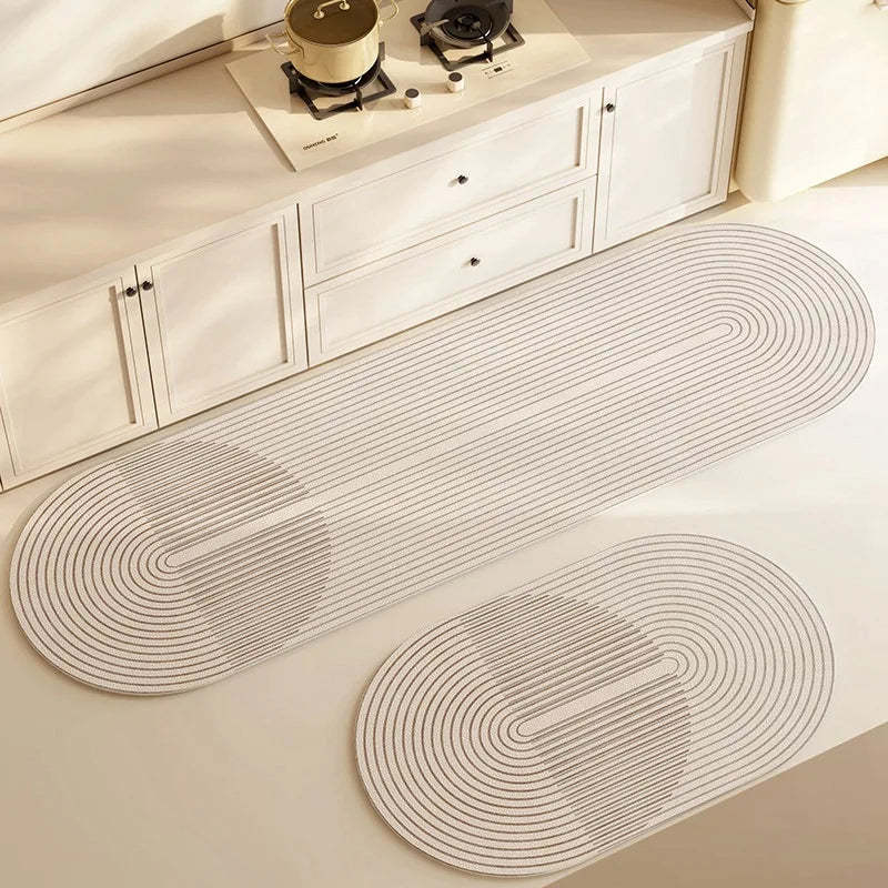 Kitchen & Bath Mat AquaStone | Diatomite & Velvet Look | Super Absorbent & Non-Slip | Washable & Durable
