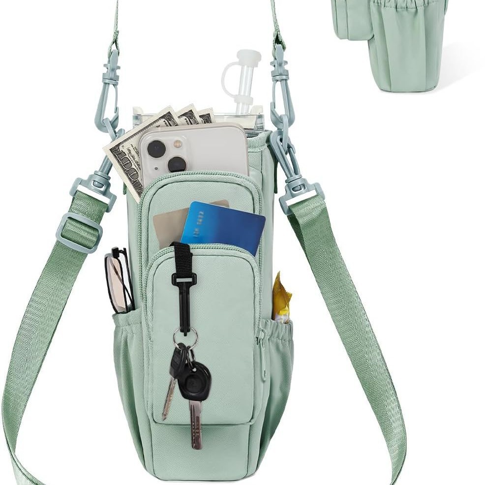 Water Bottle Carrier Bag for 40oz Tumbler – Insulated Crossbody Holder