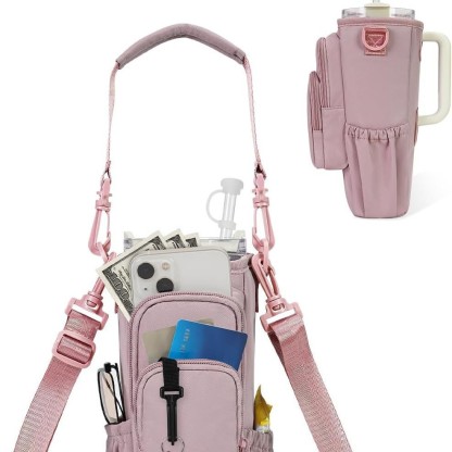 Water Bottle Carrier Bag for 40oz Tumbler – Insulated Crossbody Holder
