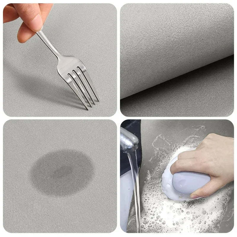 Kitchen & Bath Mat AquaStone | Diatomite & Velvet Look | Super Absorbent & Non-Slip | Washable & Durable