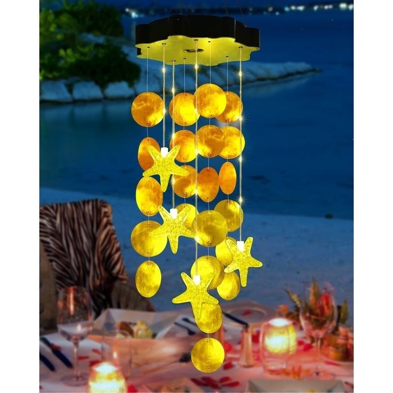 Solar-Powered Seashell Wind Chime Light