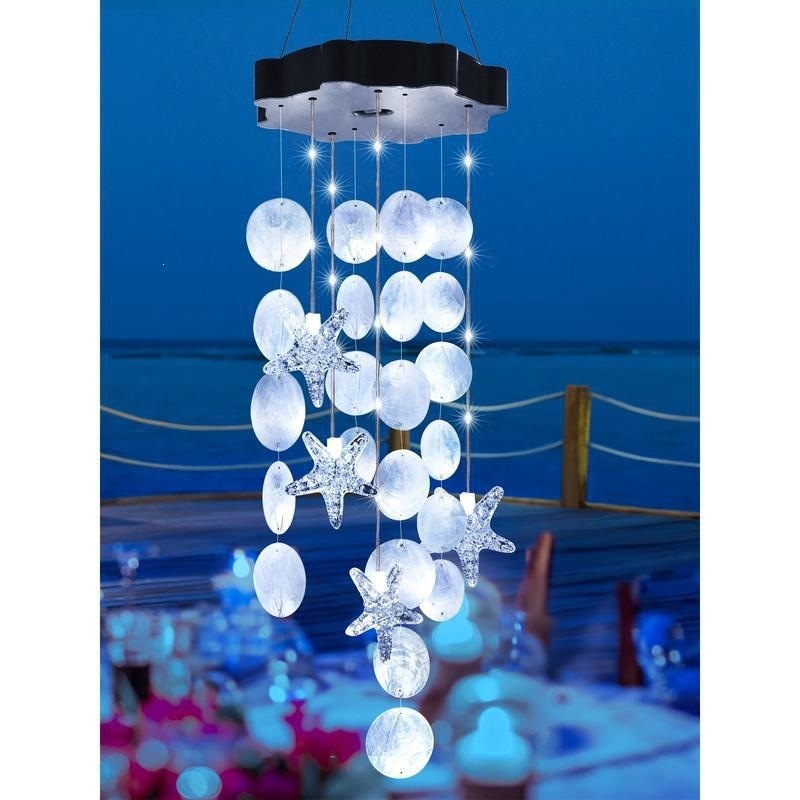 Solar-Powered Seashell Wind Chime Light