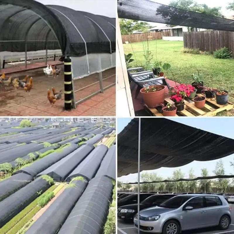 Blackout Cloth (Black) - 10 x 13ft UV-Resistant Shade Net with Reinforced Rivets,