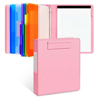 PU Leather Clipboard with Storage – 3-Ring Binder, Magnetic Clip, Removable Notepad & Expanding File