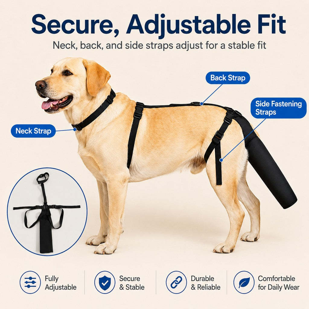 Adjustable Dog Tail Protector for Recovery & Daily Walks - Padded Guard for Sensitive Tails