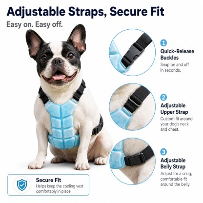 Reusable PCM Pet Cooling Vest for Summer Walks & Outdoor Play - No Electricity Cooling Harness for Dogs & Cats