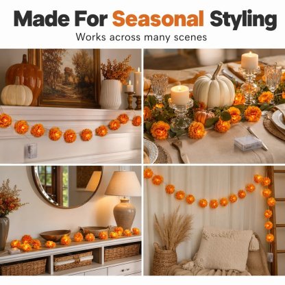 Artificial Marigold Flower LED String Lights