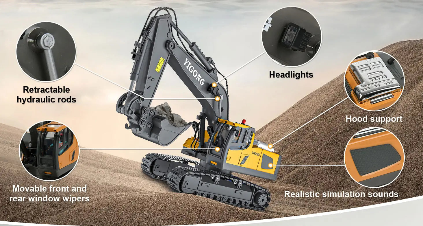 RC excavator working details