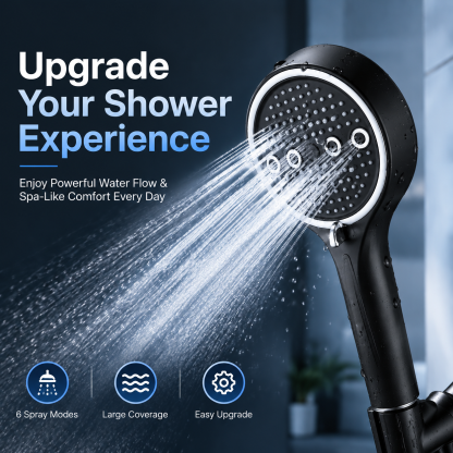 6-Mode High-Pressure Handheld Shower Head – Spa-Like Comfort at Home