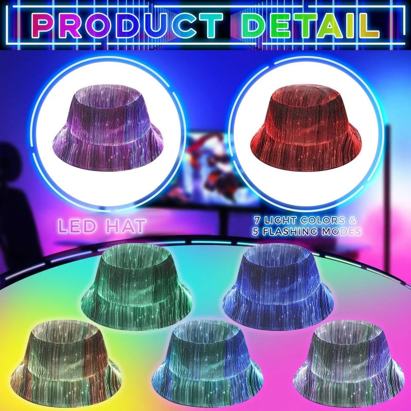 Glowing Fiber Optic Bucket Hat | Light Up the Night