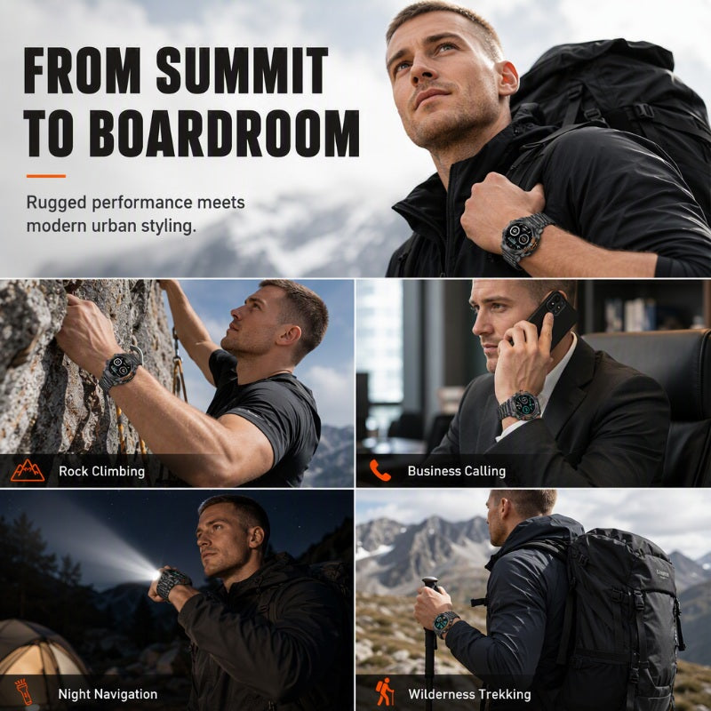 Outdoor Smartwatch – Rugged, LED Flashlight & Bluetooth Calling – For Sports, Fitness & Adventure