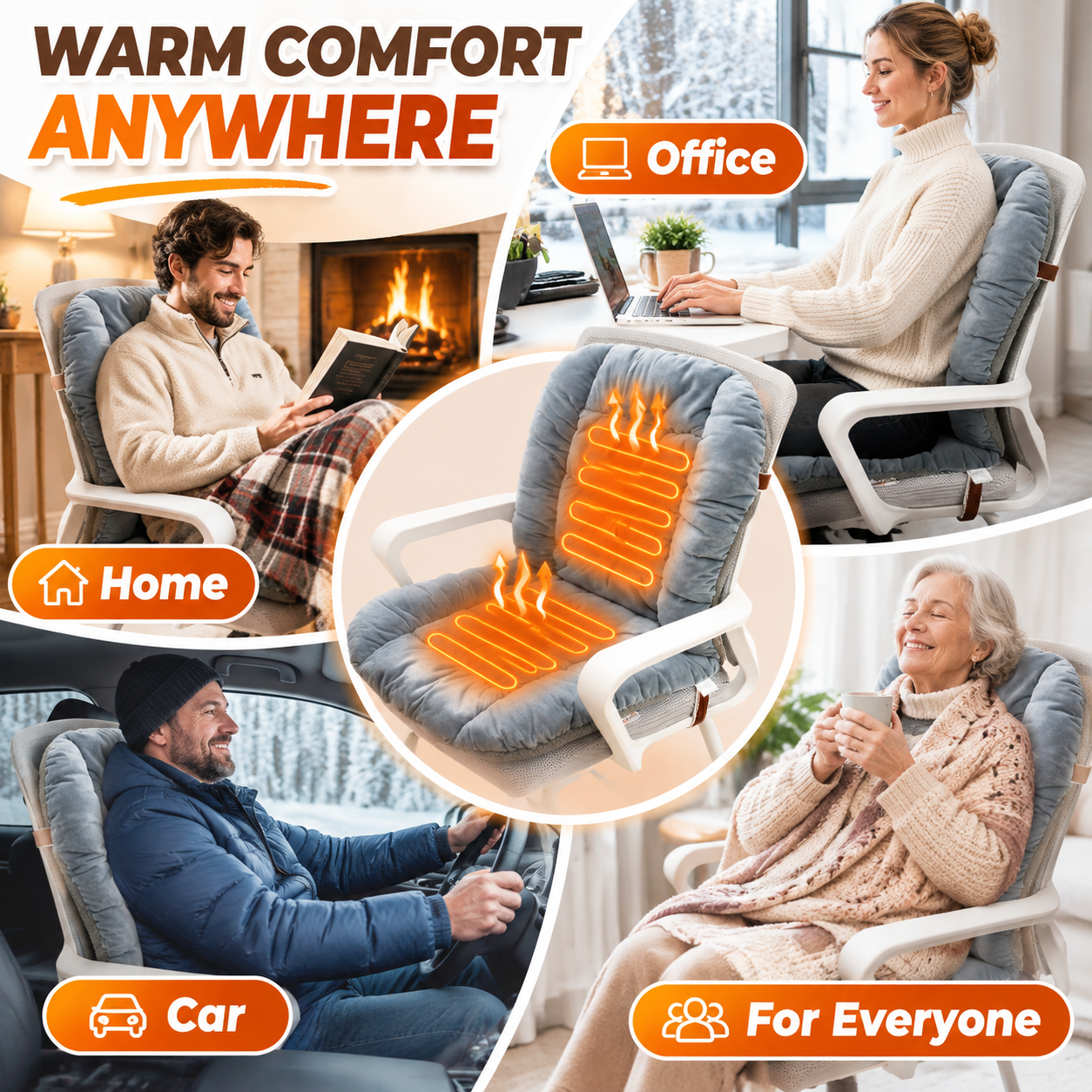 Heated cushion in a home setting