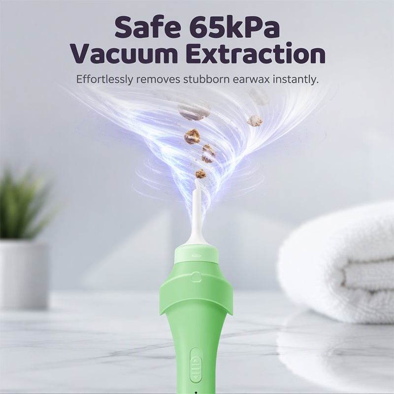 LED Ear Wax Vacuum Cleaner with 65 kPa Suction & Washable Silicone Tips