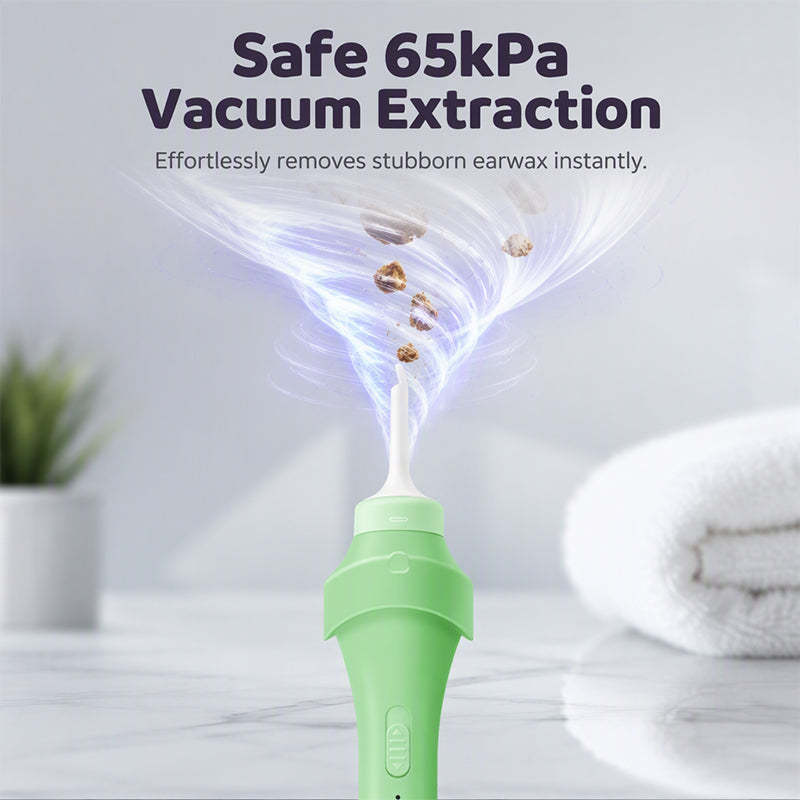 LED Ear Wax Vacuum Cleaner with 65 kPa Suction & Washable Silicone Tips