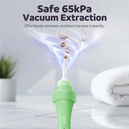 LED Ear Wax Vacuum Cleaner with 65 kPa Suction & Washable Silicone Tips