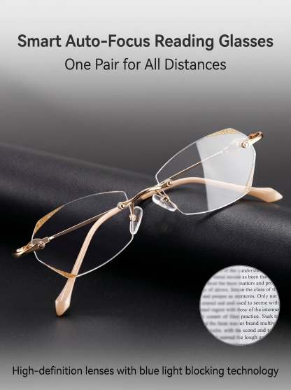 High-End Titanium Alloy Frameless Reading Glasses With Beveled Edges