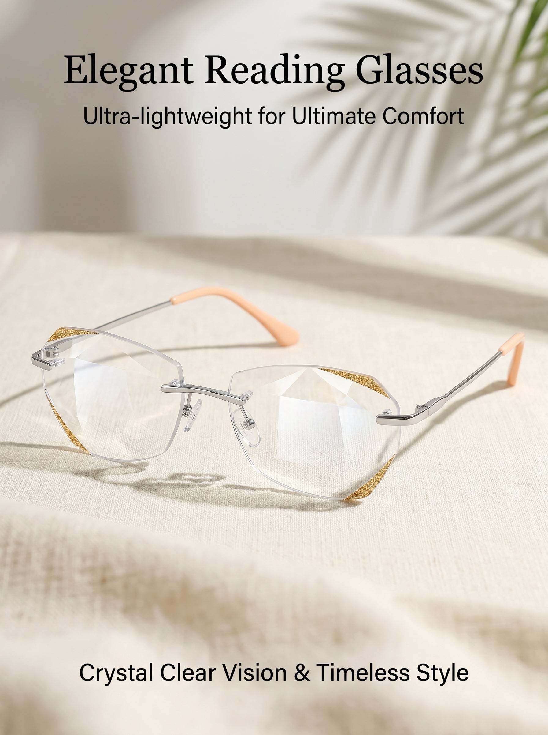 High-End Titanium Alloy Frameless Reading Glasses With Beveled Edges