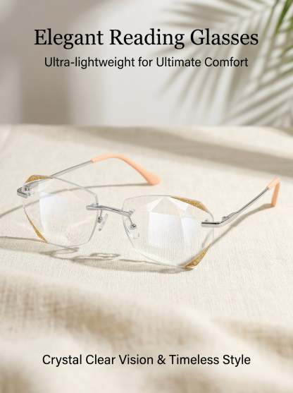 High-End Titanium Alloy Frameless Reading Glasses With Beveled Edges