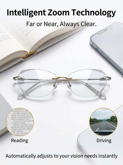 High-End Titanium Alloy Frameless Reading Glasses With Beveled Edges