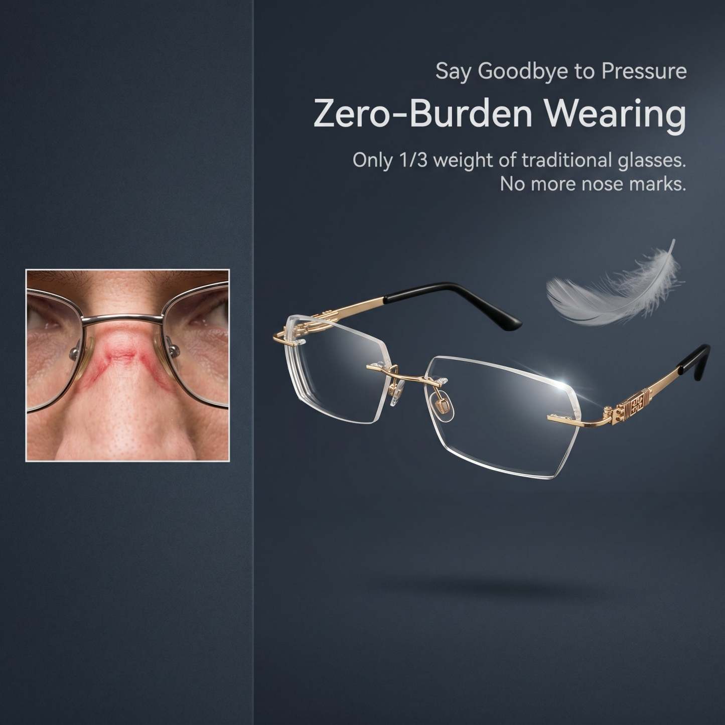 Metal Frameless Highgrade Reading Glasses - Blocks Blue Light, Radiation, And ultraviolet rays, Relieves Eye Fatigue