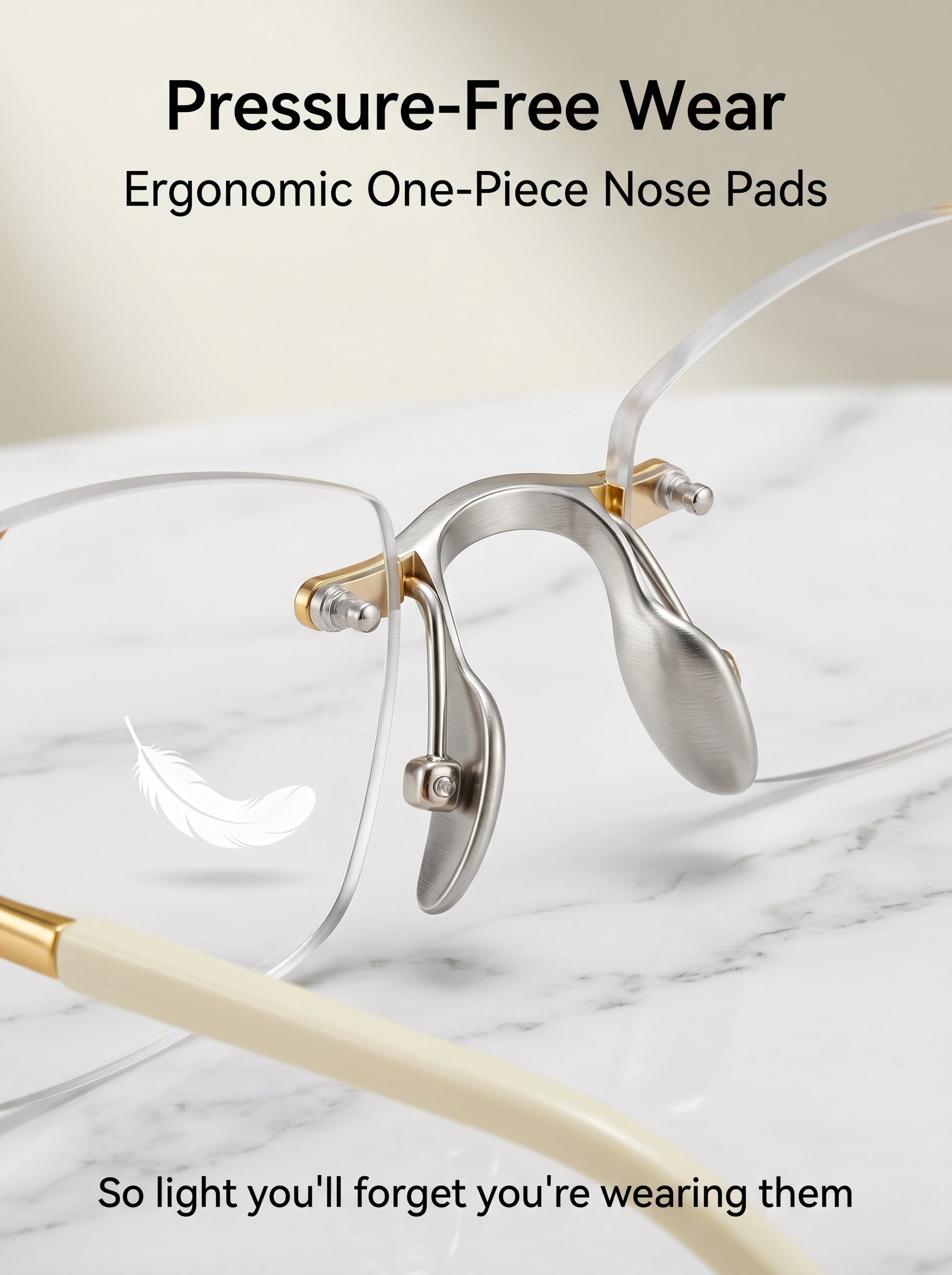 High-End Titanium Alloy Frameless Reading Glasses With Beveled Edges