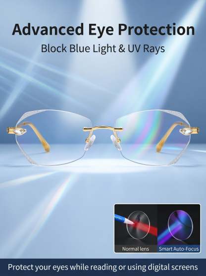 High-End Titanium Alloy Frameless Reading Glasses With Beveled Edges