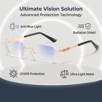 Metal Frameless Highgrade Reading Glasses - Blocks Blue Light, Radiation, And ultraviolet rays, Relieves Eye Fatigue