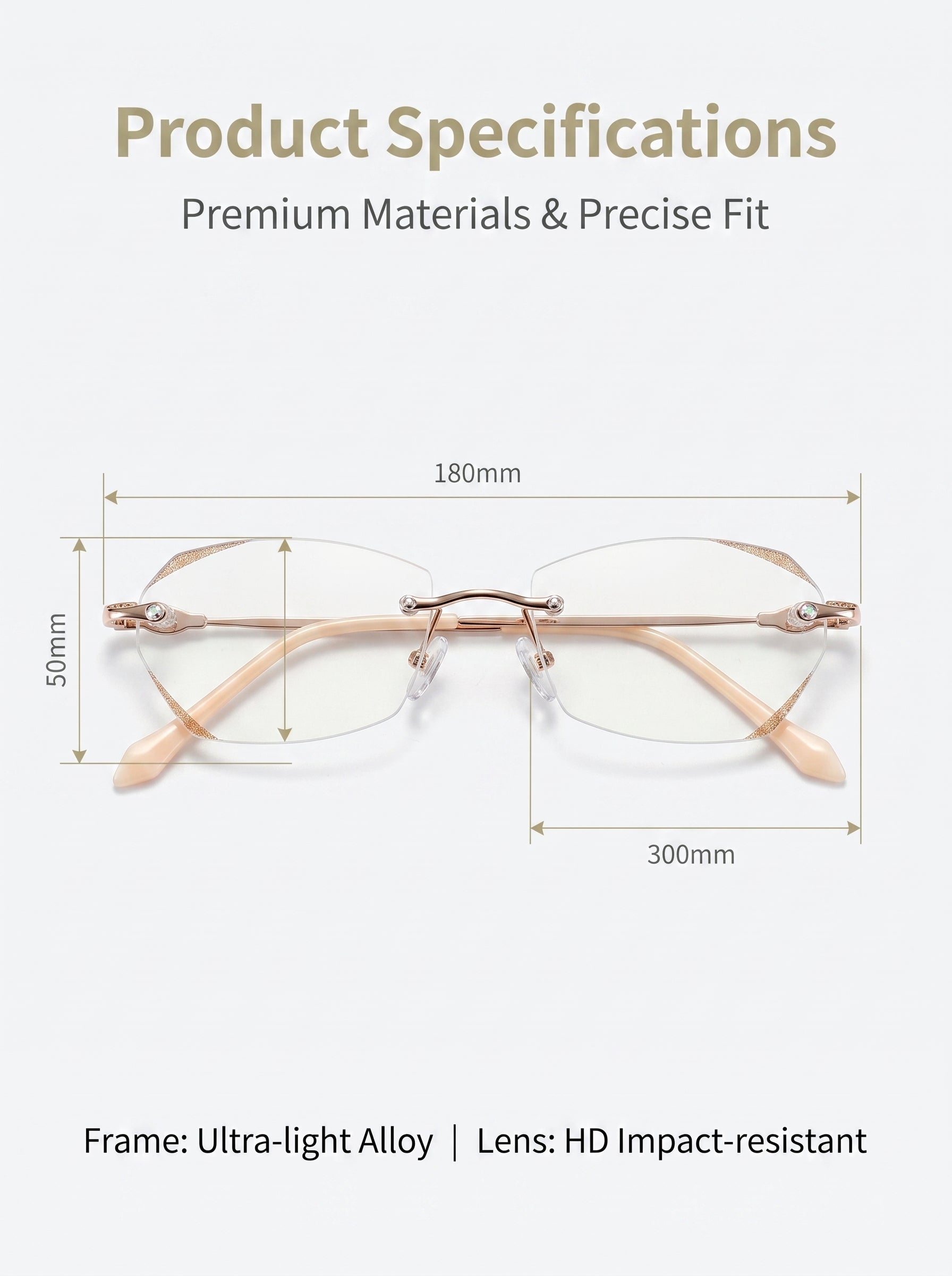 High-End Titanium Alloy Frameless Reading Glasses With Beveled Edges