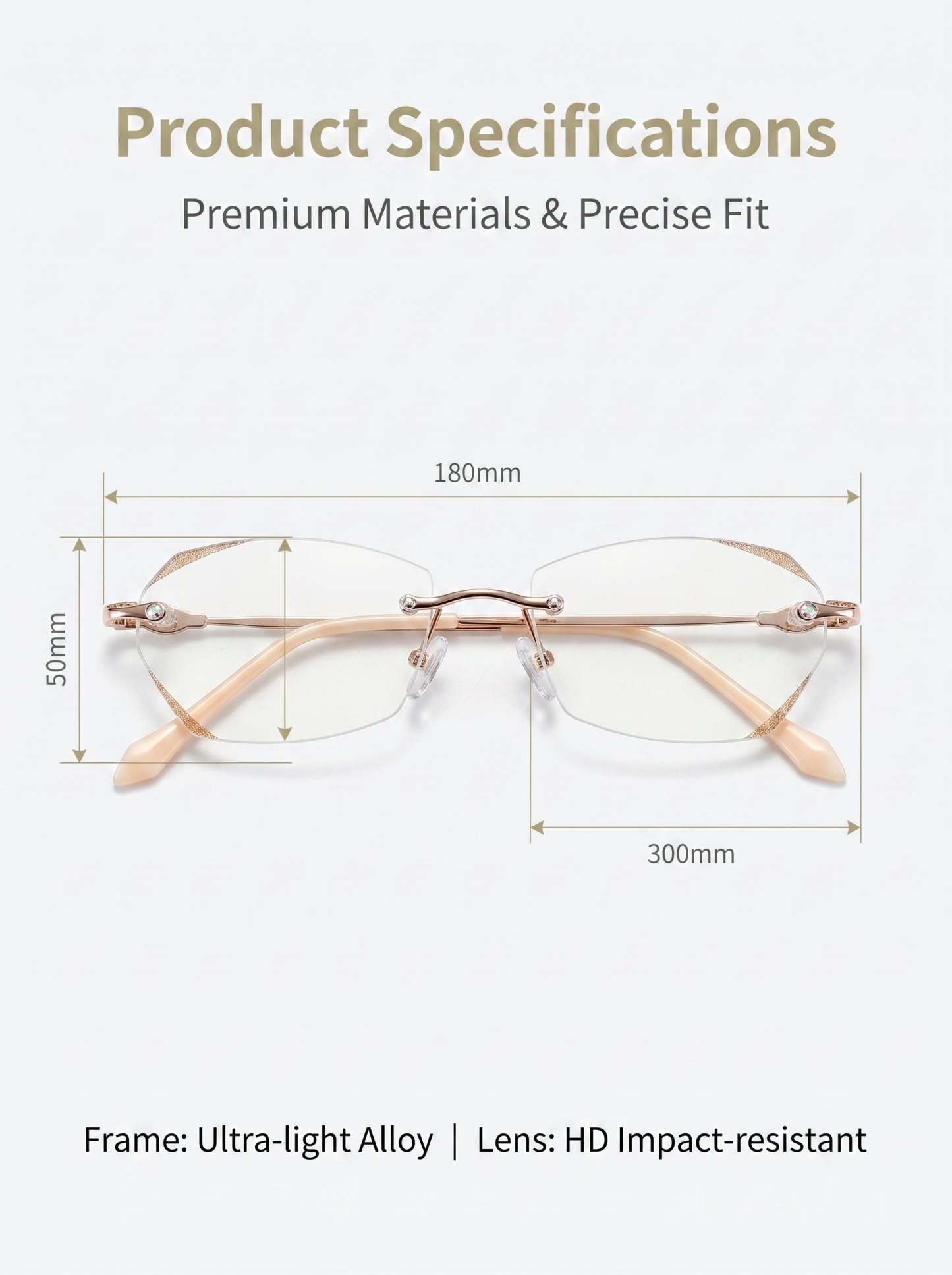 High-End Titanium Alloy Frameless Reading Glasses With Beveled Edges