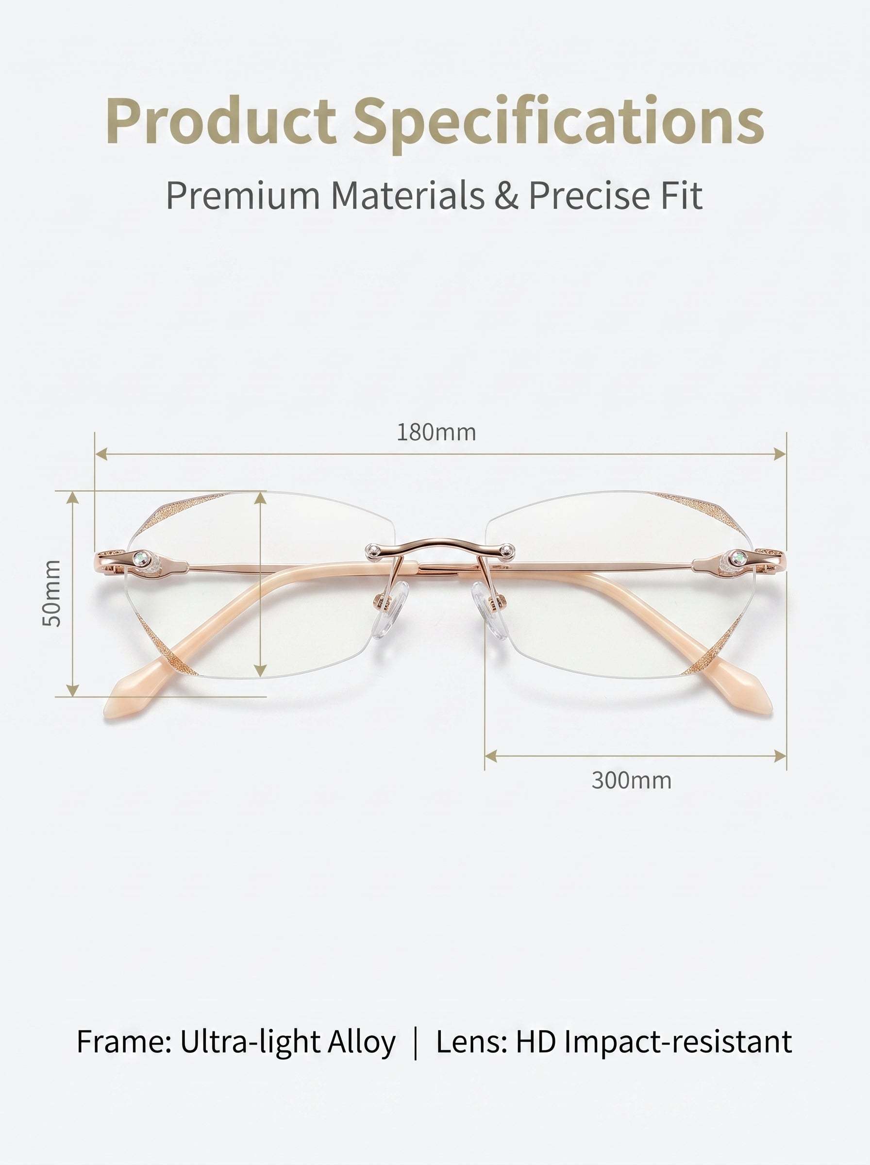 High-End Titanium Alloy Frameless Reading Glasses With Beveled Edges