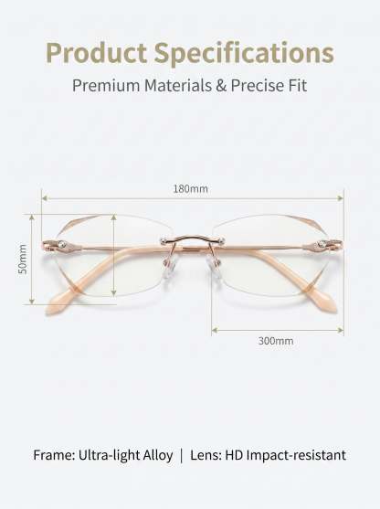 High-End Titanium Alloy Frameless Reading Glasses With Beveled Edges