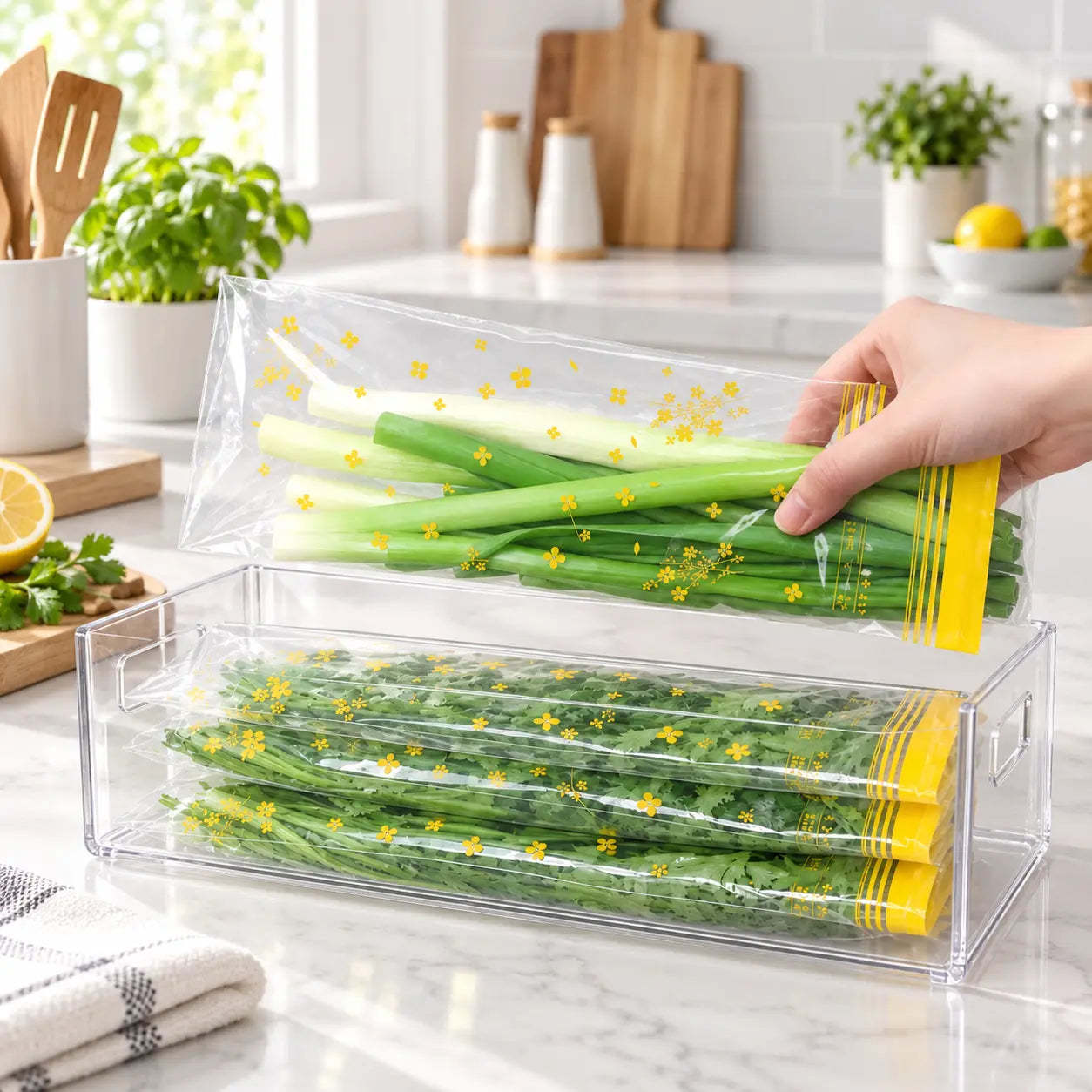 15-Pack Reusable Produce Storage Bags – Double-Seal Fridge Organizer Pouches