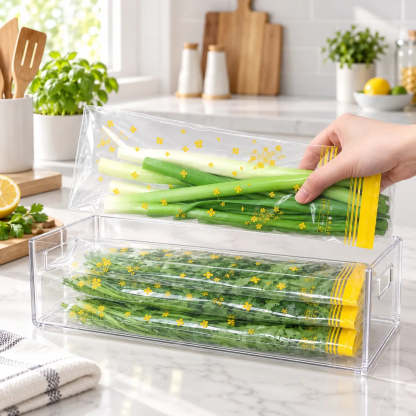 15-Pack Reusable Produce Storage Bags – Double-Seal Fridge Organizer Pouches