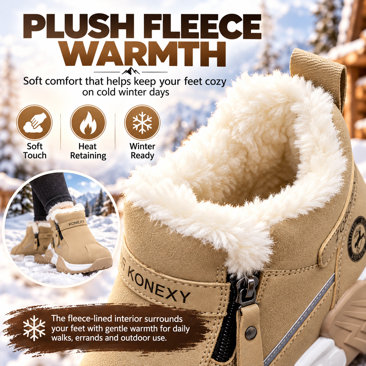 Warm Fleece Winter Snow Boots