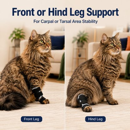 Cat Leg Support Brace for Recovery Care - Adjustable Front or Hind Leg Splint for Weak Legs