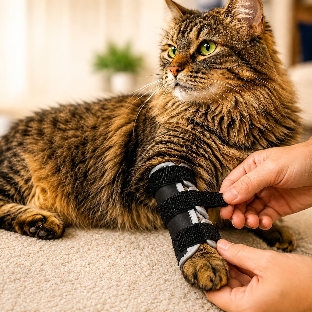 Cat Leg Support Brace for Recovery Care - Adjustable Front or Hind Leg Splint for Weak Legs