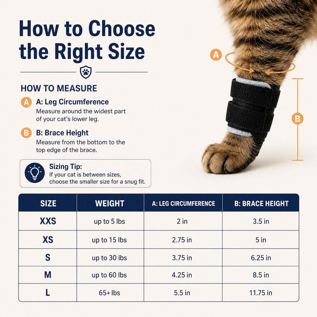 Cat Leg Support Brace for Recovery Care - Adjustable Front or Hind Leg Splint for Weak Legs