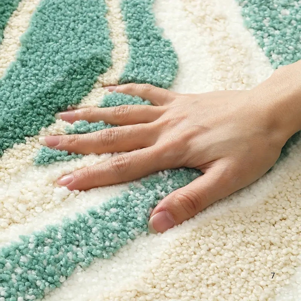 Fluffy Ocean Wavy Pattern Bath Mat