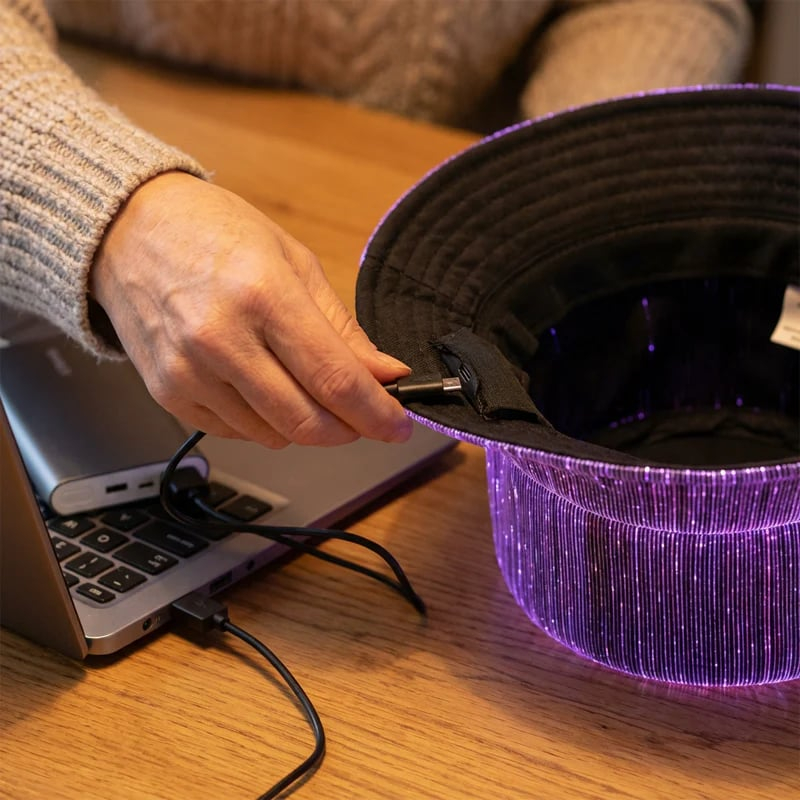 Glowing Fiber Optic Bucket Hat | Light Up the Night