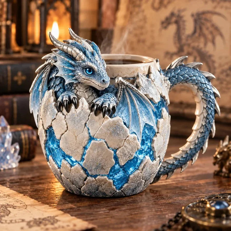 Dragon Egg Fantasy Sculpted Mug | 14oz Resin Coffee Cup for Dragon Lovers