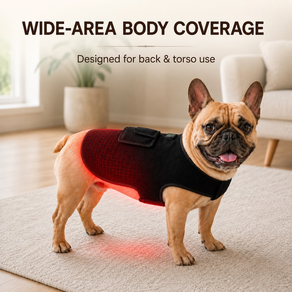 Pet Red Light Therapy Vest for Dogs & Cats – 660nm + 850nm Near-Infrared for Back, Hip, Joint & Muscle Comfort – USB or Rechargeable