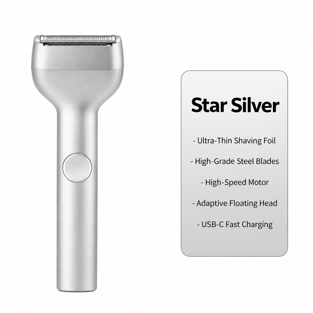 Men’s 3-Head Foil Shaver – Rechargeable Type-C Electric Razor with IPX6 Rinse-Clean Design