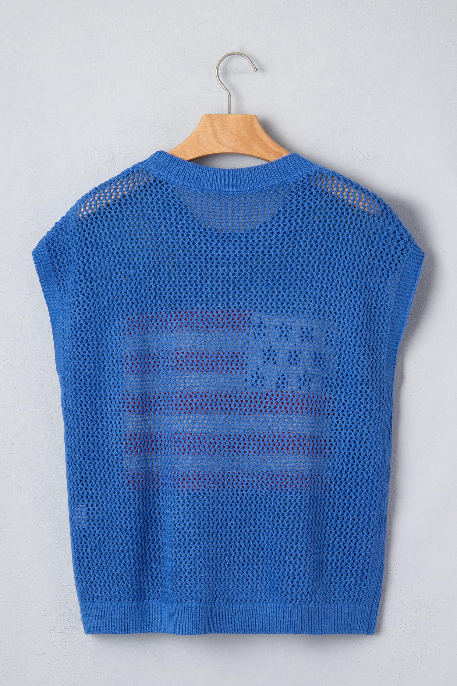 Mntaor Women's American Flag Graphic Relaxed Fit Short Sleeve Knit Sweater Top for Independence Day Festivals & Casual Streetwear Knitwear - Womenswear