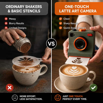 One-Touch Latte Art Camera – 3D Coffee Stencil Printer Kit for Custom Drink Designs