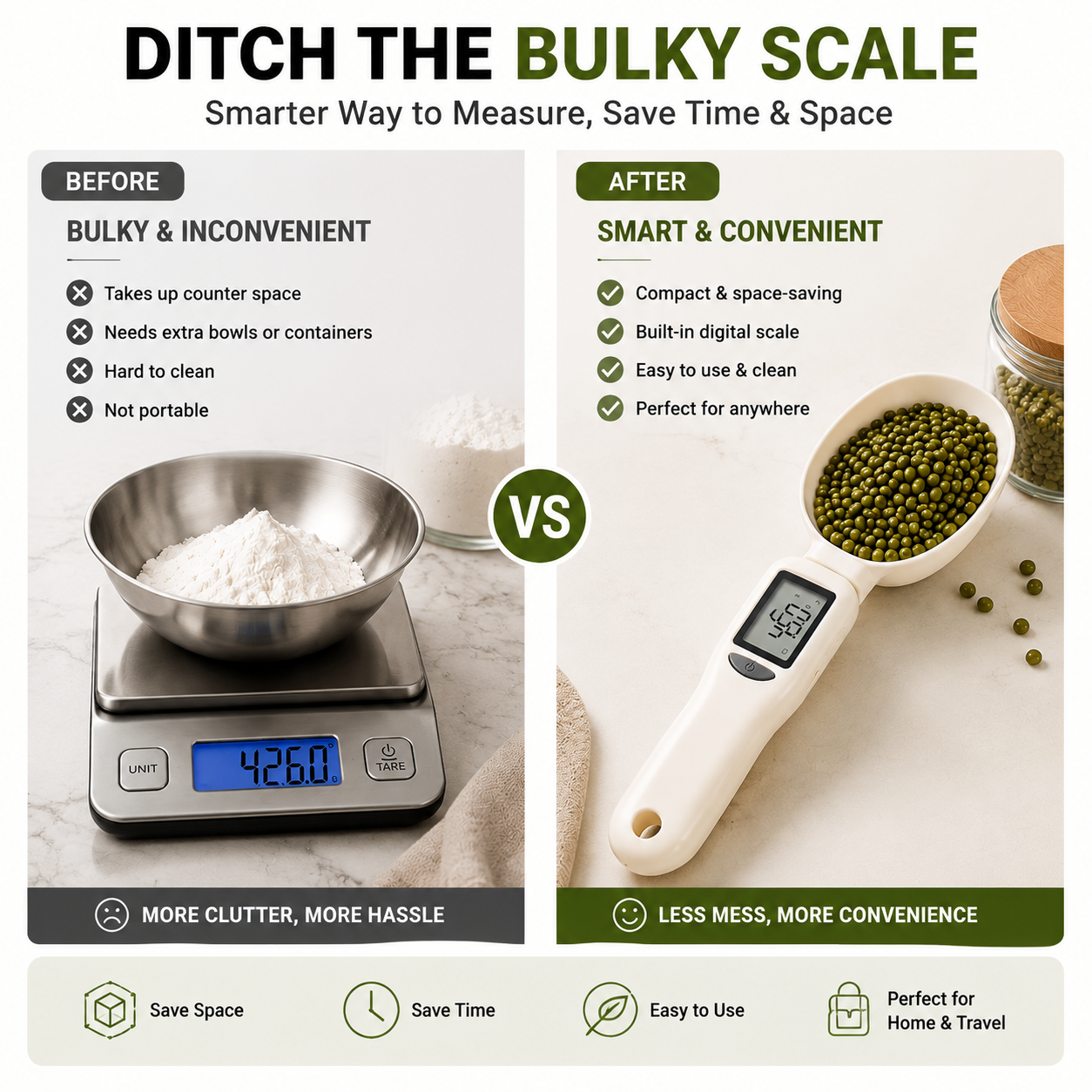 Smart Digital Measuring Spoon Scale – Precision Kitchen Weight Spoon for Baking, Cooking & Meal Prep