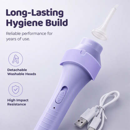 LED Ear Wax Vacuum Cleaner with 65 kPa Suction & Washable Silicone Tips