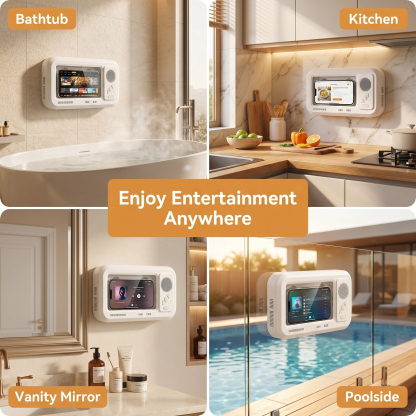 Bathroom Shower Waterproof Phone Holder Bluetooth Speaker 360°Rotation touch screen mobile phone box
