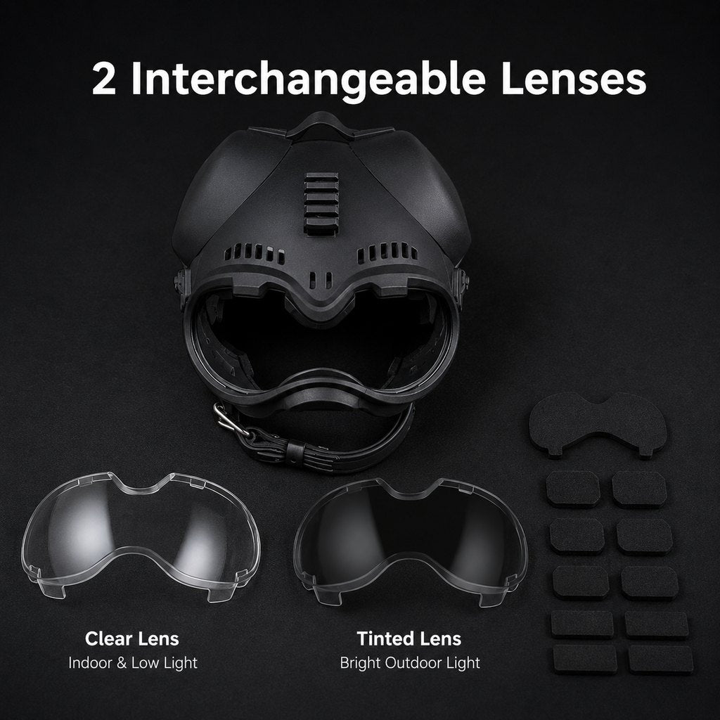 K9 Tactical-Style Dog Helmet with Goggles for Hiking & Outdoor Training - Helps Shield Eyes from Wind, Dust & Trail Debris