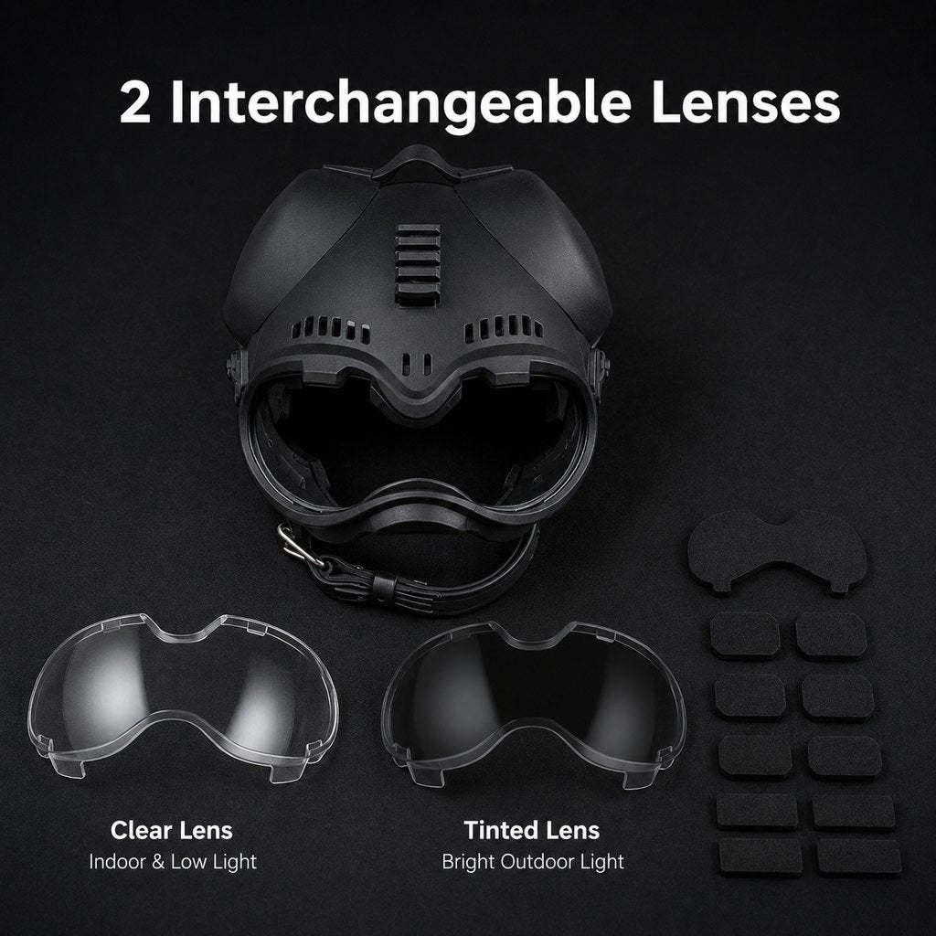 K9 Tactical-Style Dog Helmet with Goggles for Hiking & Outdoor Training - Helps Shield Eyes from Wind, Dust & Trail Debris
