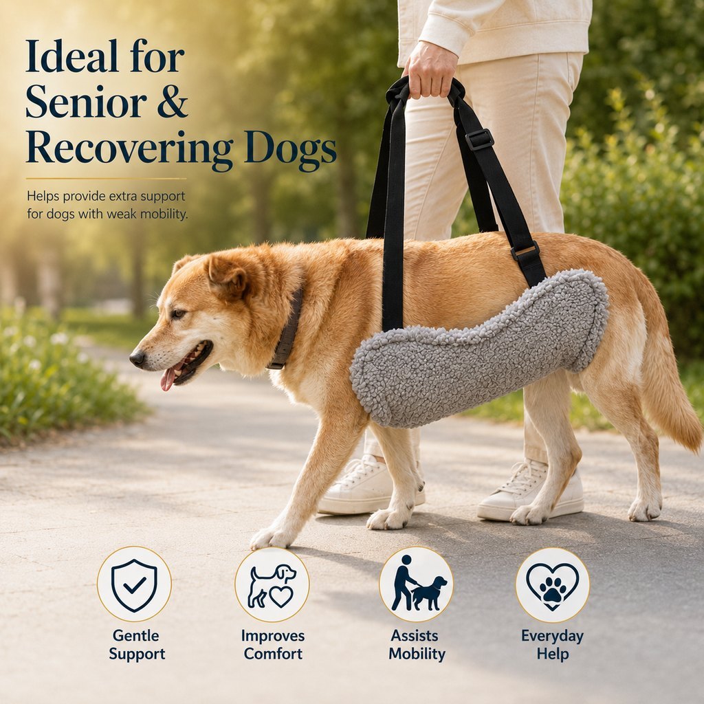 Dog Lift Support Sling for Stairs & Walks - Adjustable Mobility Harness for Senior Dogs with Weak Legs